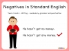 Negatives in Standard English - Years 3 and 4 Teaching Resources (slide 1/15)